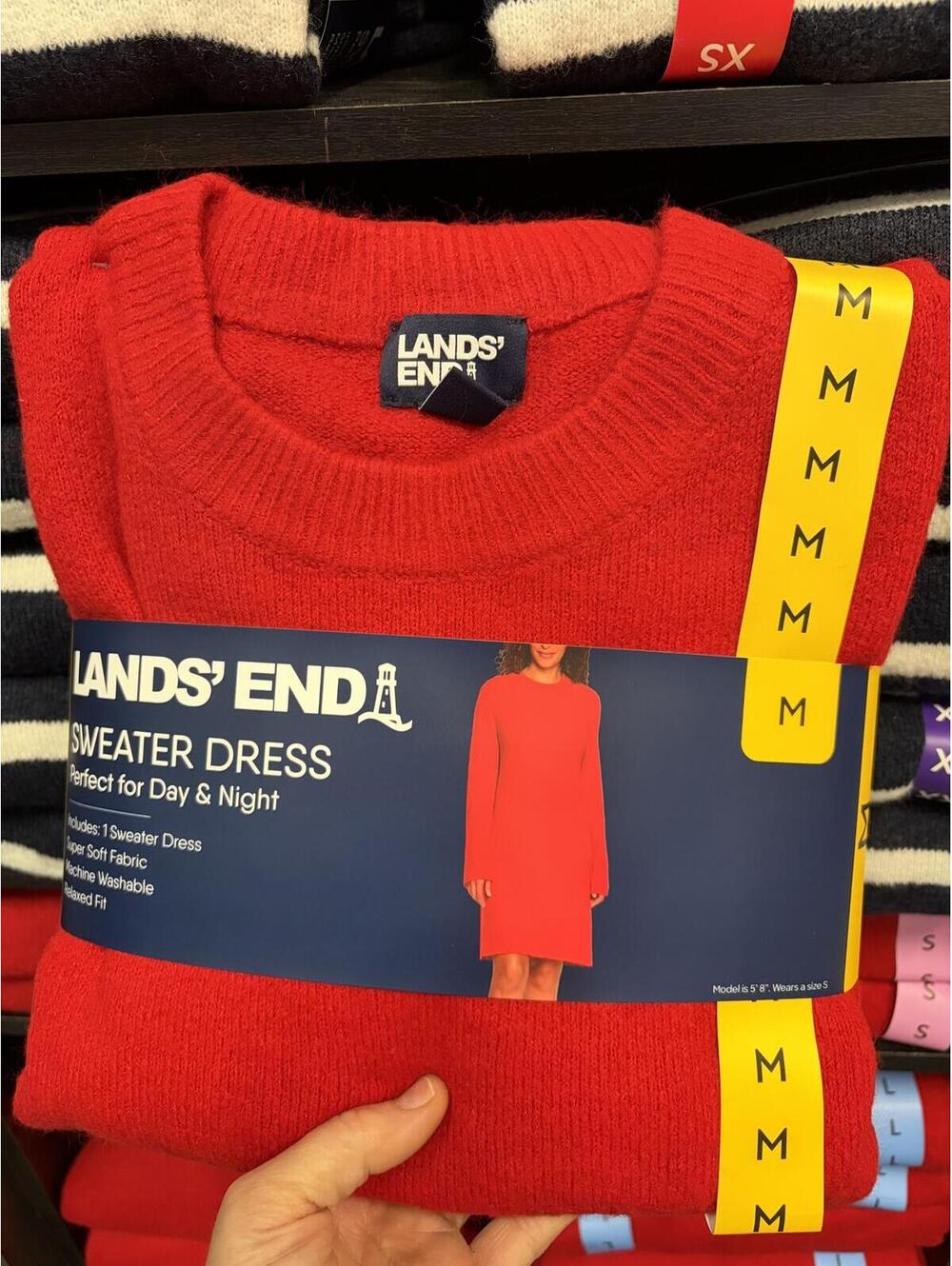 Lands End RED Sweater Dress Size Medium